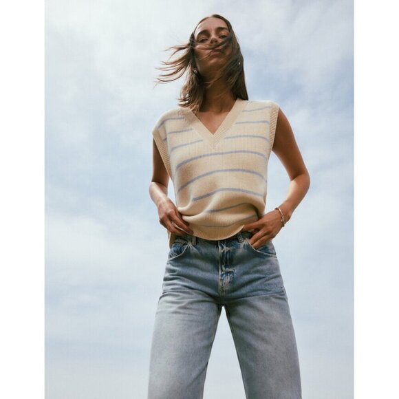 REFORMATION Janey Cotton Sweater Vest in Pablo Stripe Size Small - Picture 8 of 9